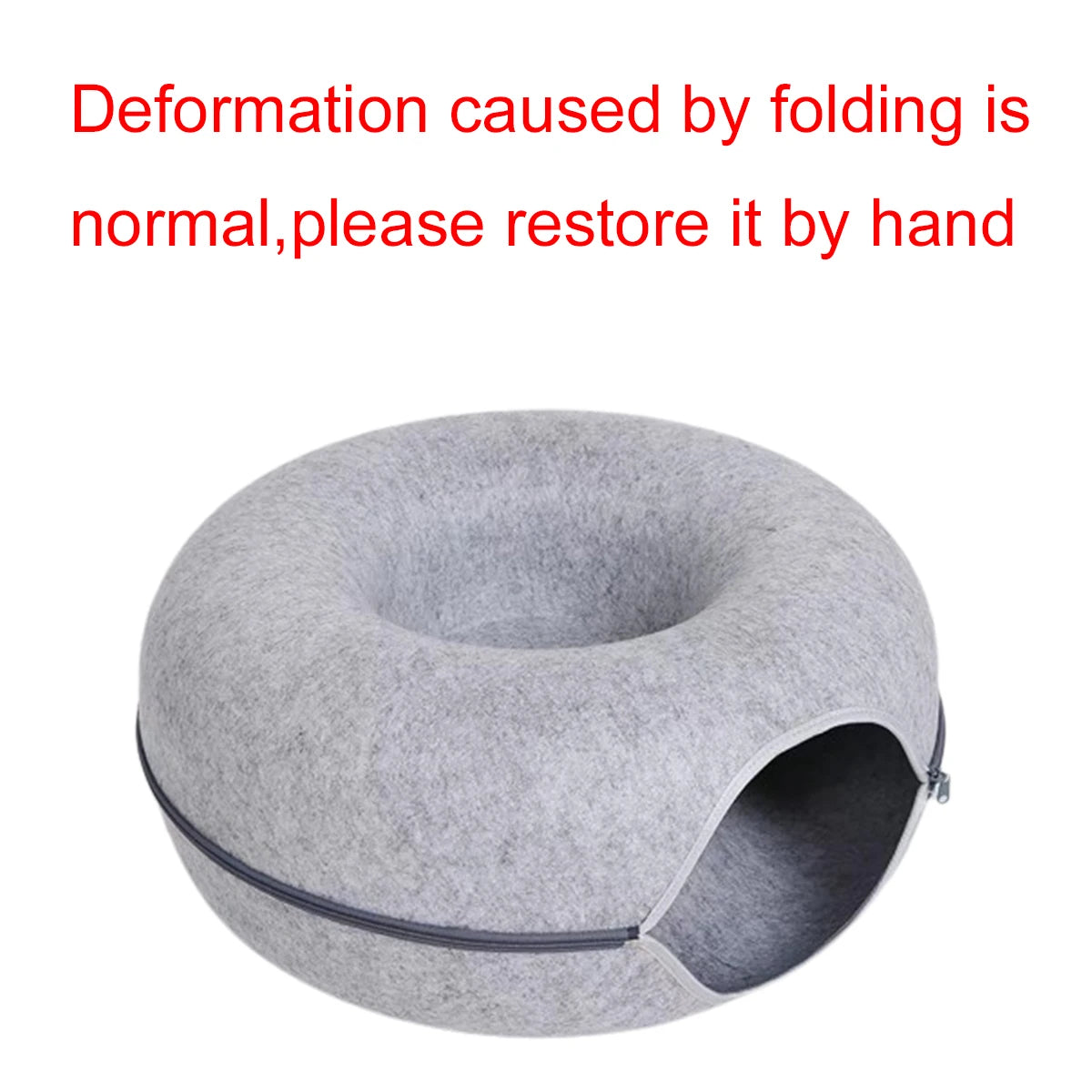 Smartlyo donut-shaped cat bed with plush fabric, cozy circular design, perfect for small cats or kittens to rest comfortably.