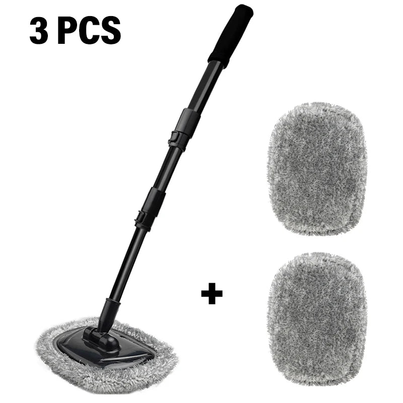 Smartlyo retractable bent bar car wash brush with flexible handle for easy cleaning of vehicle exteriors.