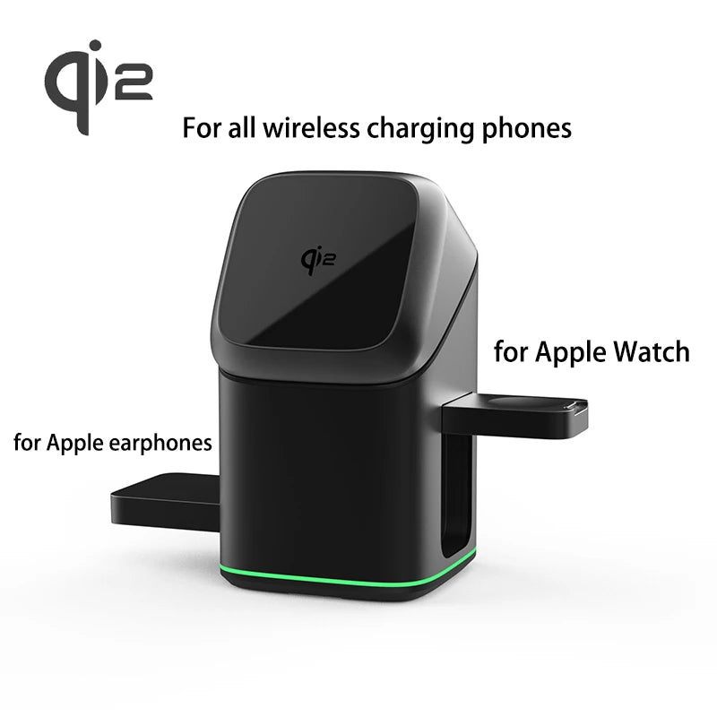 Smartlyo Qi2 25W 3-in-1 magnetic wireless charger stand with multiple device charging ports and a sleek design.