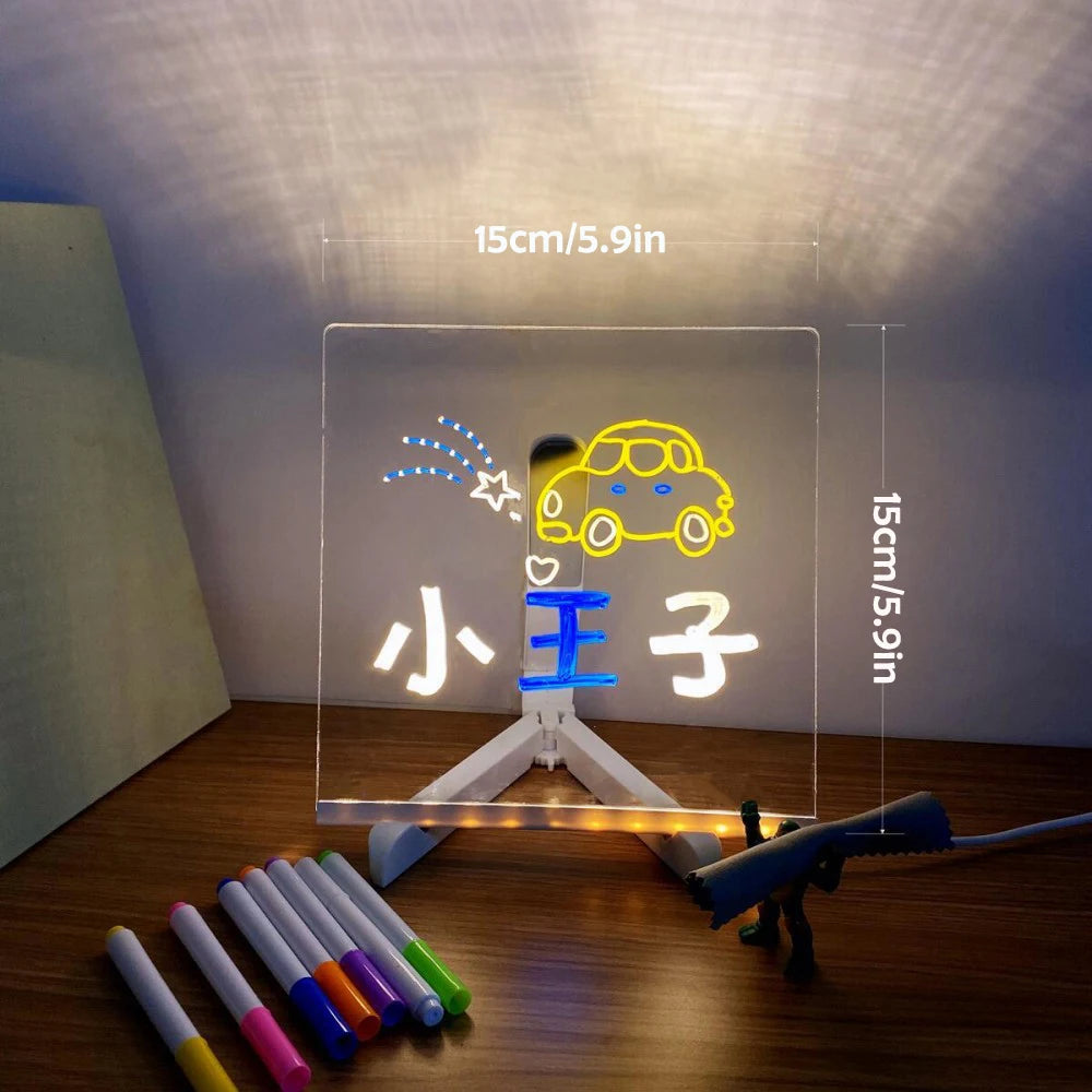 Colorful LED note board with night light from Smartlyo, featuring vibrant lights and writable surface for notes and decorations.
