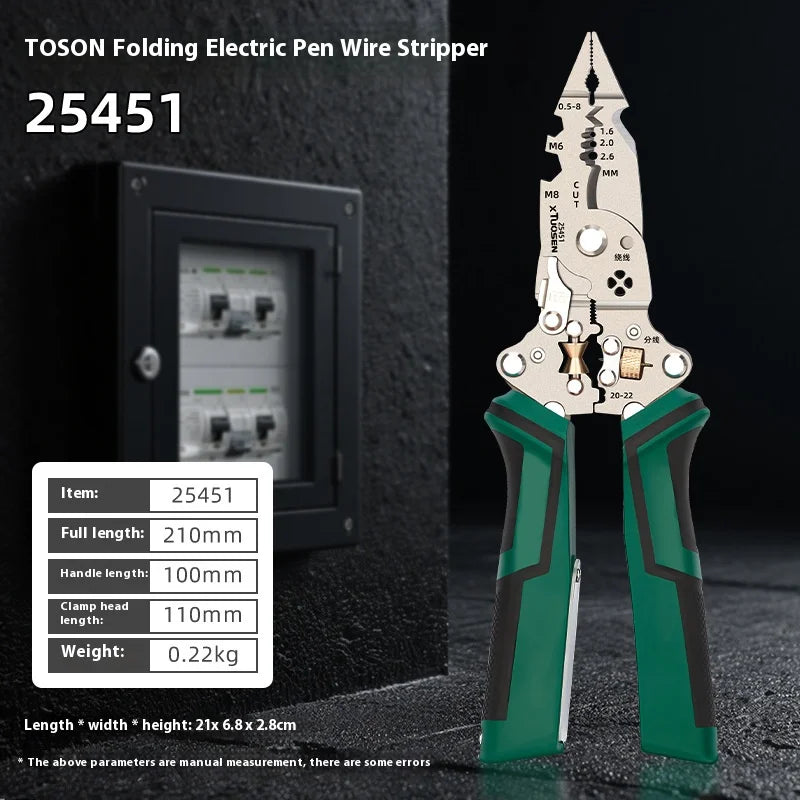 Foldable Wire Stripper & Crimping Pliers with Voltage Detector
