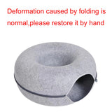 Smartlyo donut-shaped cat bed with plush fabric, cozy circular design, perfect for small cats or kittens to rest comfortably.