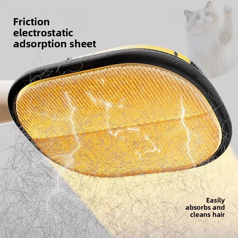 "Smartlyo pet hair remover glove showing textured surface for removing pet fur from furniture and clothing."