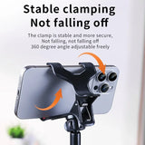 Smartlyo adjustable 360° rotating lazy phone holder with clamp, showing versatile grip and secure mounting on a desk or surface.