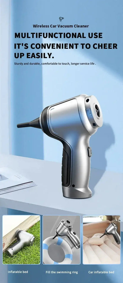 Smartlyo wireless cordless car vacuum cleaner with strong suction, compact design, and handheld functionality for vehicle cleaning.