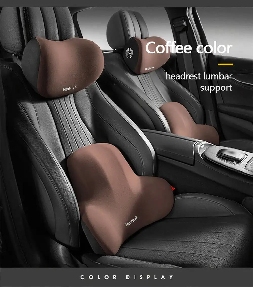 Smartlyo car lumbar support back cushion and neck pillow for improved comfort during driving with ergonomic design