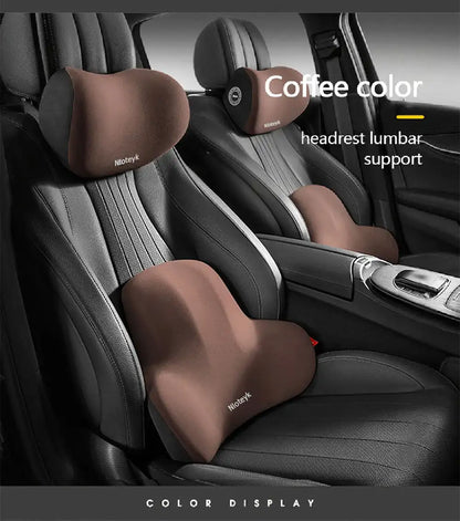 Smartlyo car lumbar support back cushion and neck pillow for improved comfort during driving with ergonomic design
