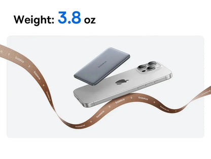 Smartlyo Baseus 5000mAh magnetic power bank with sleek design and magnetic attachment for convenient portable charging.