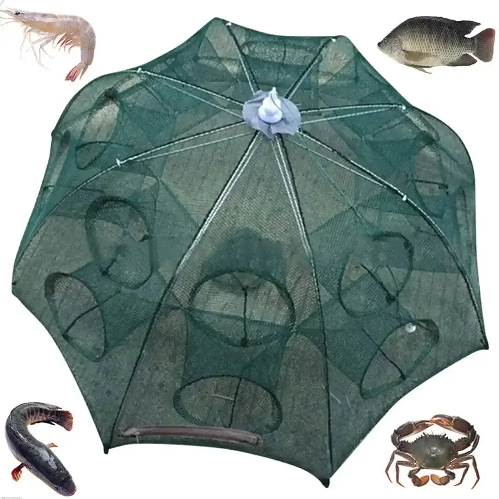 Foldable Smartlyo fishing net with a lightweight frame and mesh bag, ideal for anglers and easy to carry during fishing trips.