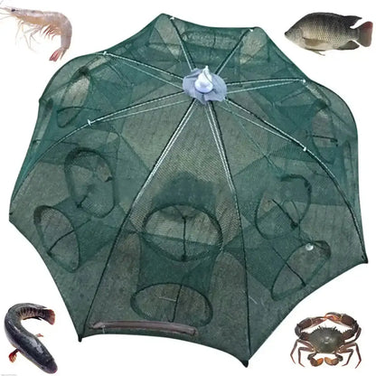 Foldable Smartlyo fishing net with a lightweight frame and mesh bag, ideal for anglers and easy to carry during fishing trips.