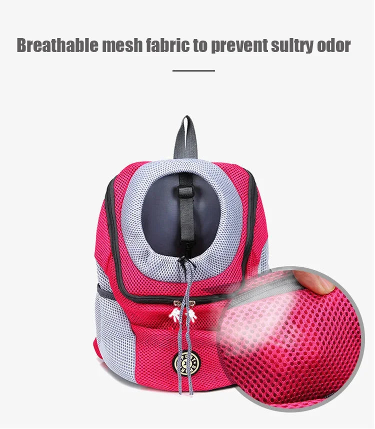 Portable Smartlyo pet carrier backpack with breathable mesh sides and adjustable straps for comfortable travel with small pets.