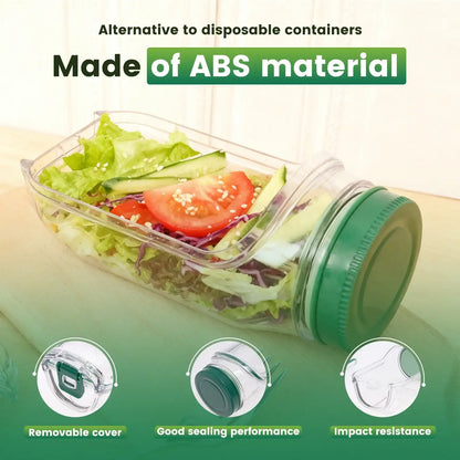 Smartlyo portable side-opening salad jar with multiple compartments and a secure lid for fresh, on-the-go salads.