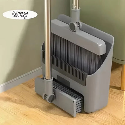 3-in-1 Folding Broom and Dustpan Set Multi Surface Cleaning Kit
