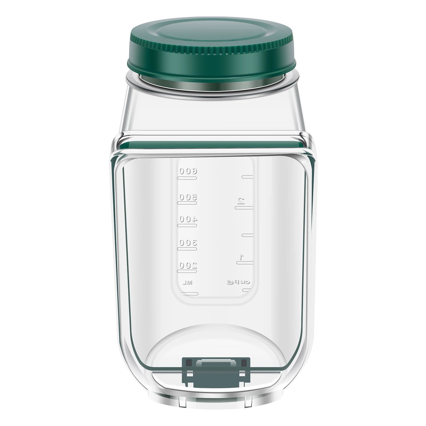 Smartlyo portable side-opening salad jar with clear container and black lid, ideal for fresh salads on the go.