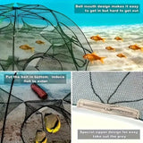 Smartlyo foldable fishing net with adjustable handle and mesh basket, ideal for outdoor fishing trips