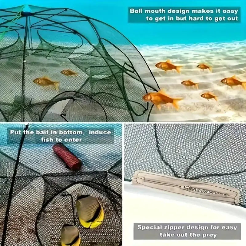 Smartlyo foldable fishing net with adjustable handle and mesh basket, ideal for outdoor fishing trips