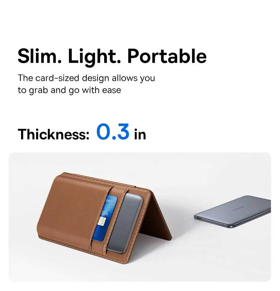 Smartlyo Baseus magnetic power bank with 5000mAh capacity, compact portable charger for smartphones and devices.