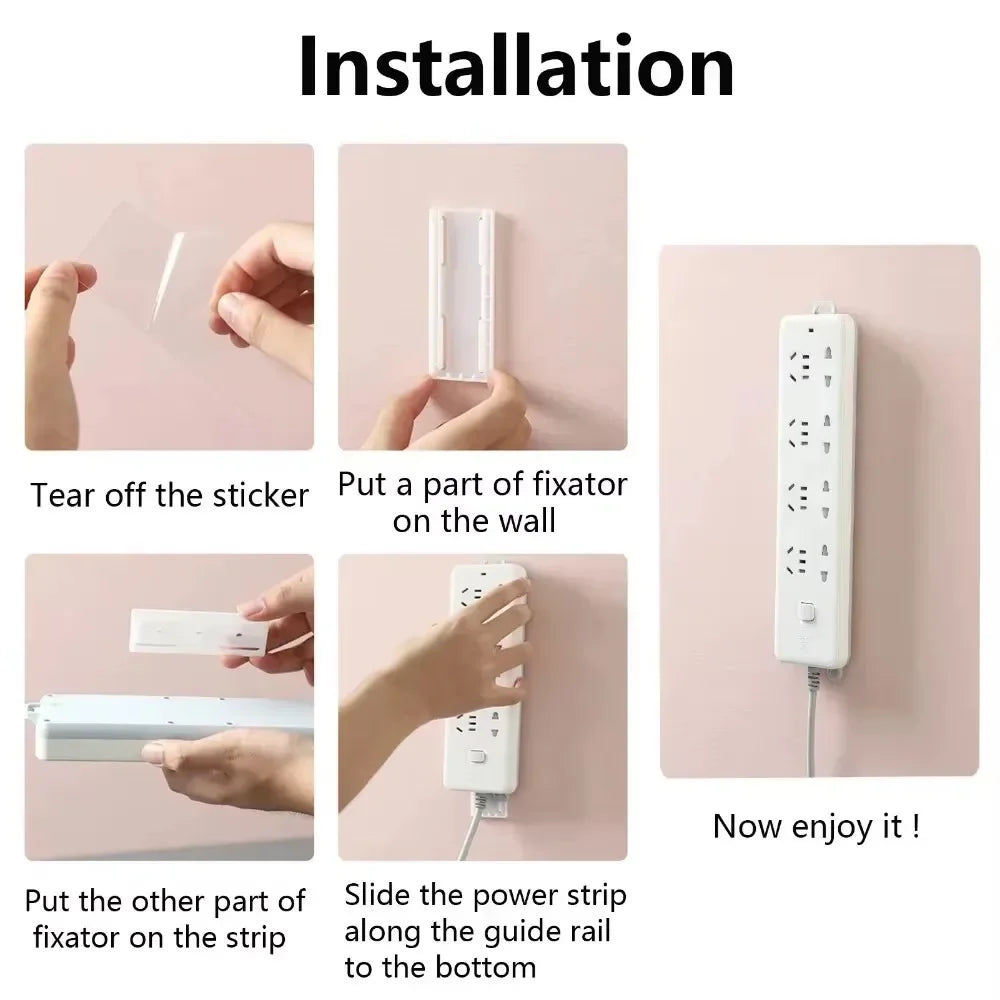 Set of 10 Smartlyo self-adhesive socket holders, compact plastic clips for organizing and securing electrical sockets.