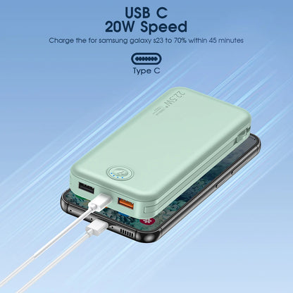 Smartlyo portable charger with built-in cables, compact design, and multiple charging ports for on-the-go device power.