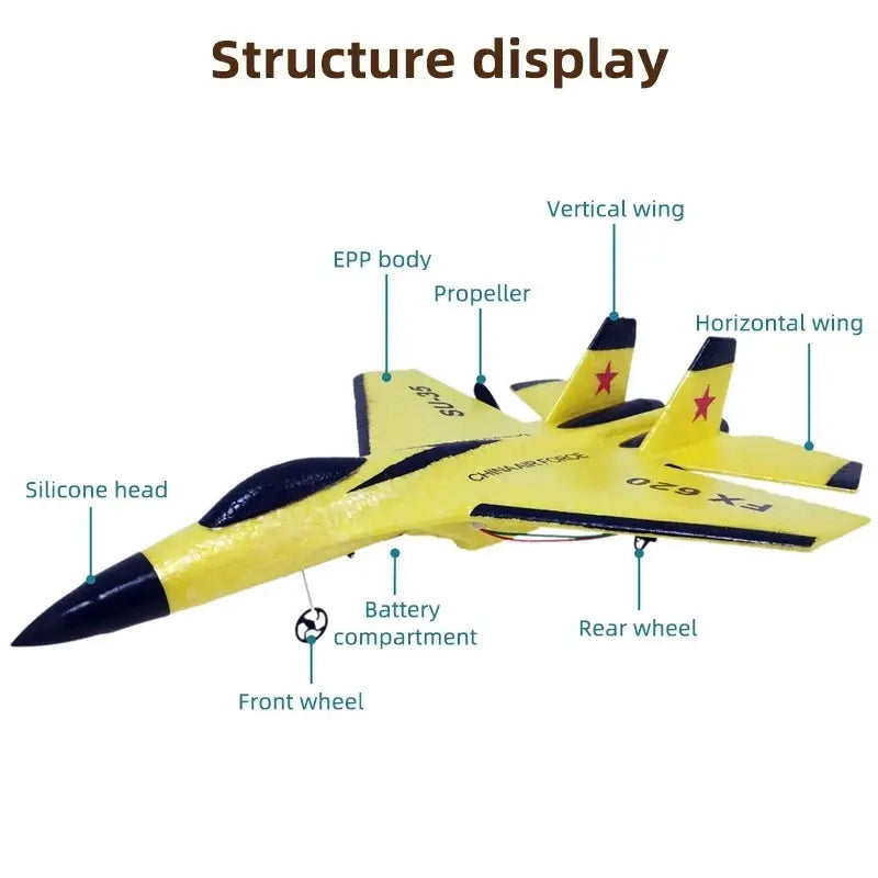 Smartlyo SU35 RC plane toy flying through the air with detailed wings and sleek design, ideal for remote control aviation enthusiasts.