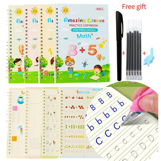 Magic Wipe-Clean Practice Book – Reusable English Writing Book for Kids with Stickers