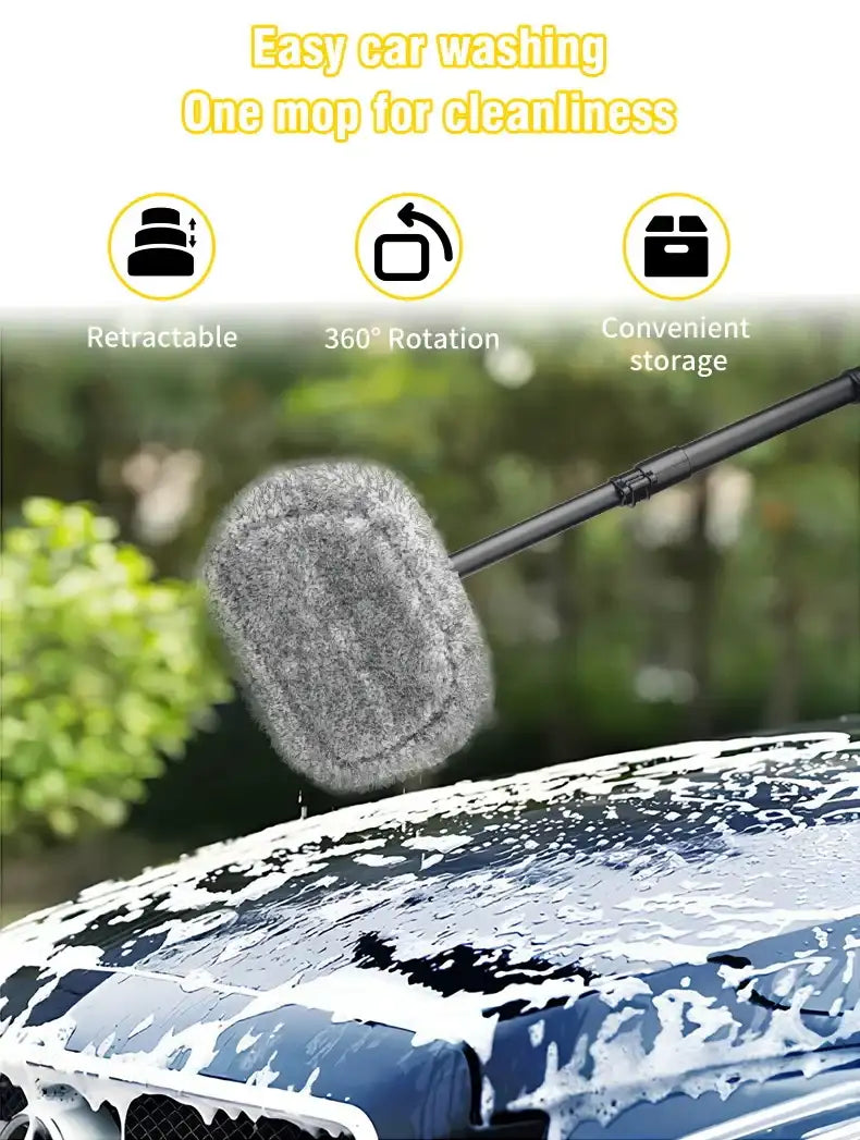 Smartlyo retractable bent bar car wash brush with ergonomic handle and flexible bristles for easy vehicle cleaning.