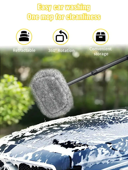 Smartlyo retractable bent bar car wash brush with ergonomic handle and flexible bristles for easy vehicle cleaning.
