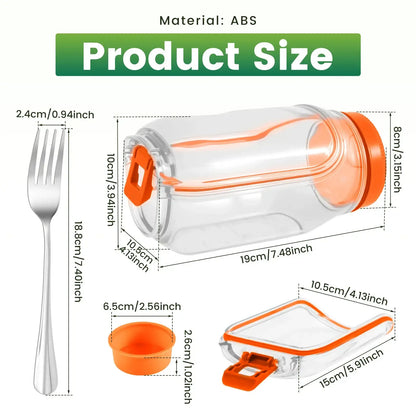 Smartlyo portable side-opening salad jar with compartmentalized design for fresh ingredients and easy access.