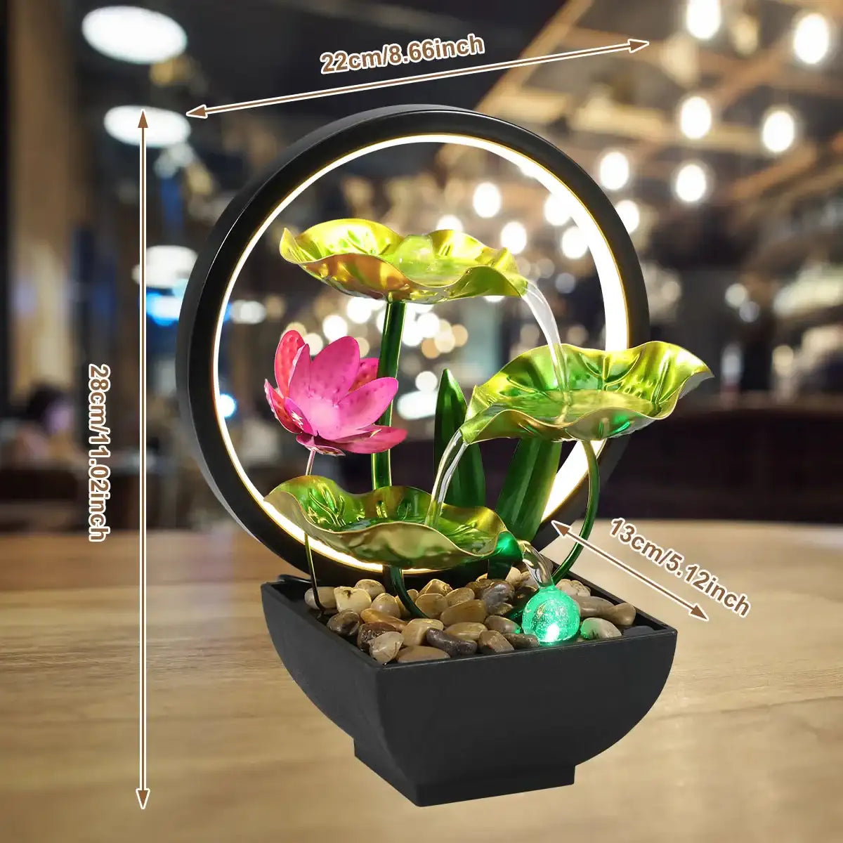 Smartlyo USB-powered desktop waterfall fountain with flowing water and smooth design for relaxation and ambient decor.