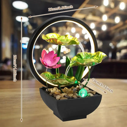 Smartlyo USB-powered desktop waterfall fountain with flowing water and smooth design for relaxation and ambient decor.
