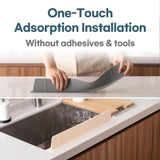 Smartlyo Rafford silicone sink splash guard with suction cups, flexible and easy to install for protecting countertops from water splashes.