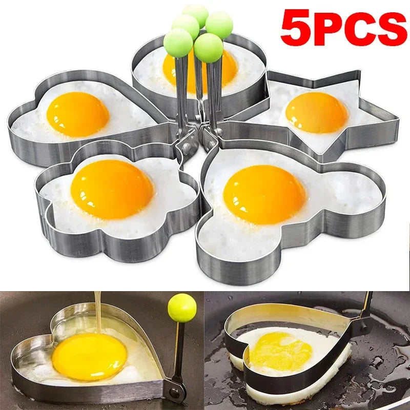 Smartlyo stainless steel heart-shaped fried egg mold and pancake maker for breakfast and omelette cooking in the kitchen.