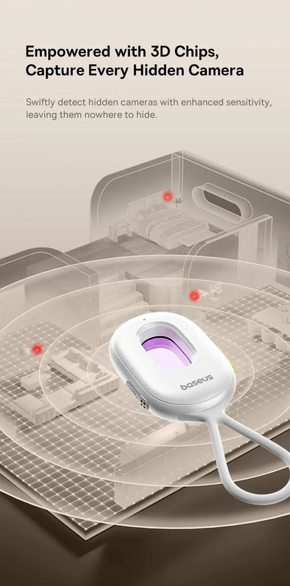 Smartlyo Baseus camera detector device showing a sleek black handheld design with detection indicators and controls.