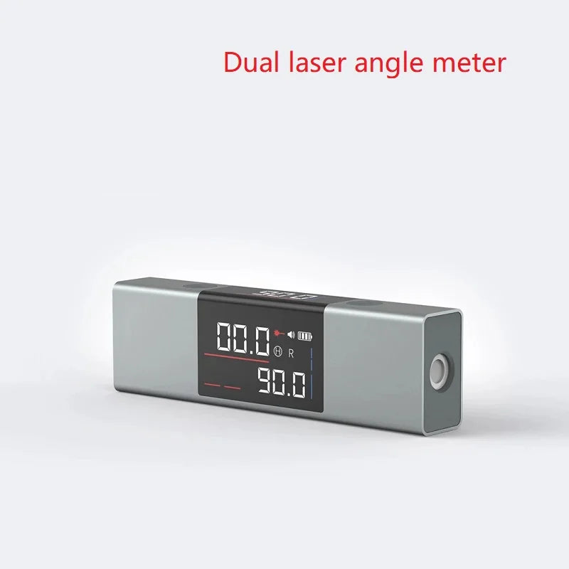 Digital inclinometer by Smartlyo featuring a laser protractor display for precise angle measurement and level alignment.