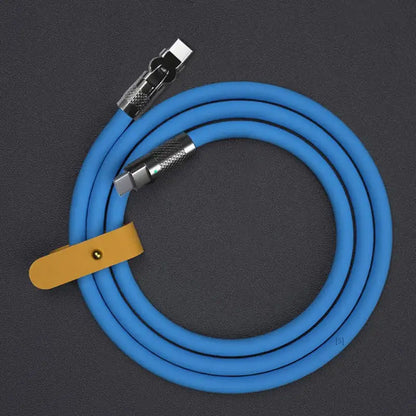 Smartlyo Fast Charge Type C silicone connector with 180° rotating elbow, flexible and durable for easy device charging.