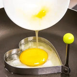 Smartlyo stainless steel heart-shaped fried egg mold and pancake maker for breakfast cooking and omelette rings in kitchen accessories.