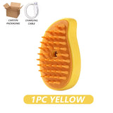 Smartlyo Steam pet hair removal brush with electric spray for efficient pet hair removal, shown in use on a pet's coat.
