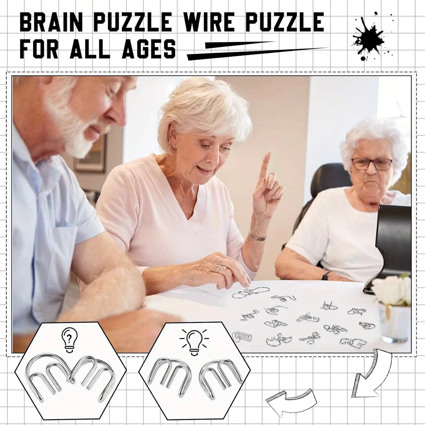 Metal 3D Wire IQ Brain Teaser Puzzle Set — Montessori Wit Game