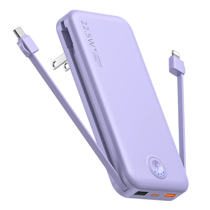 Smartlyo portable charger with built-in cables, compact design, and multiple charging ports for convenient on-the-go device power.