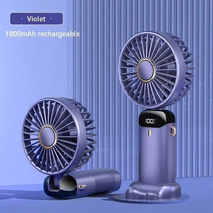 Portable Neck Fan – 5-Speed Foldable Handheld Cooling Fan with Phone Stand & LED Display | USB Rechargeable