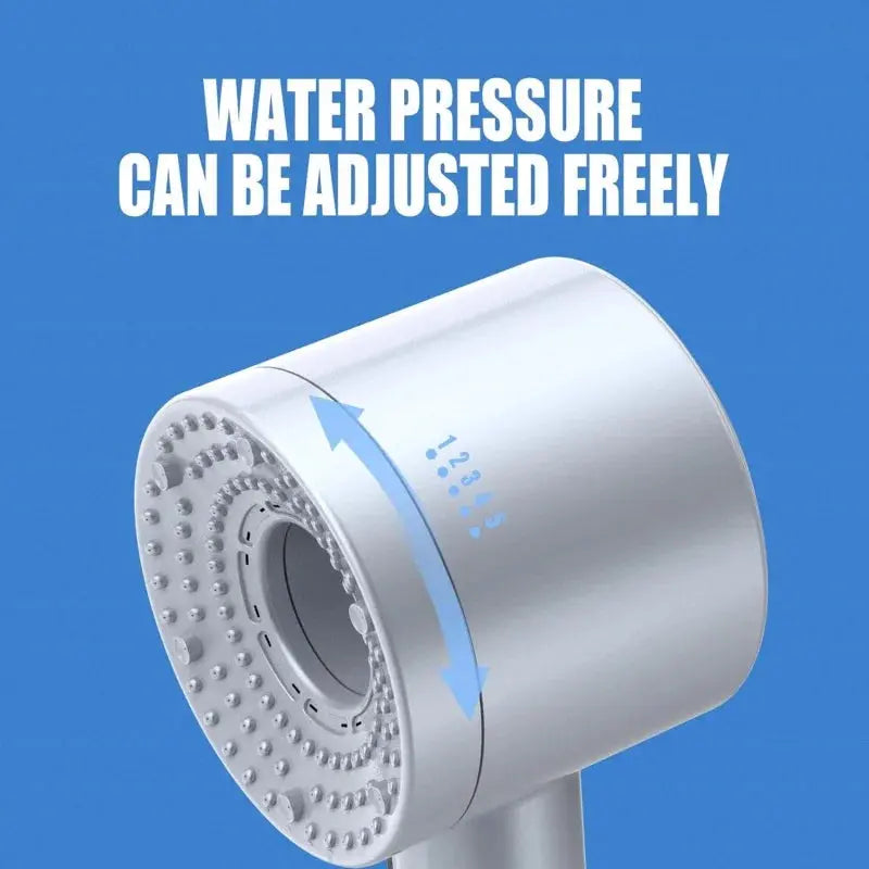 Smartlyo 5 Mode Adjustable Shower Head with multiple spray settings, chrome finish, and ergonomic design for a customizable shower experience.