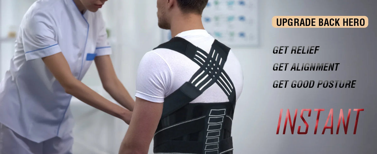 Smartlyo posture corrector for women and men, adjustable brace worn on back to improve posture and spinal alignment.
