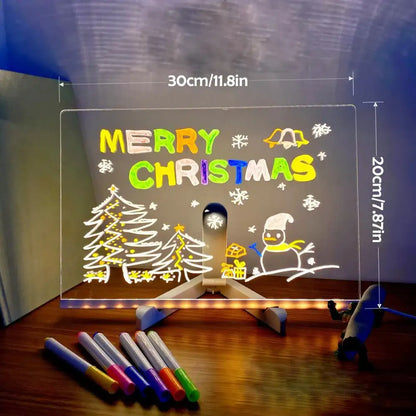 Colorful LED note board with night light by Smartlyo, featuring vibrant writing surface and integrated ambient lighting.