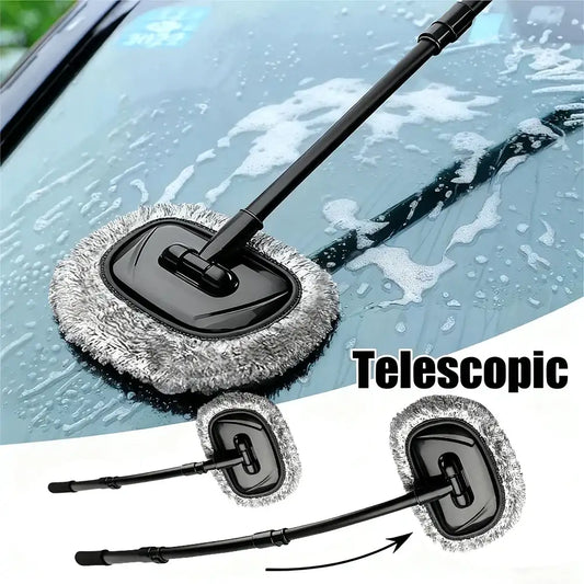 Smartlyo retractable bent bar car wash brush with extendable handle and soft bristles for cleaning vehicles efficiently.