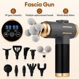 Smartlyo 11-in-1 electric massage gun with multiple attachments and 99 levels of intensity for deep fascia and muscle relief.