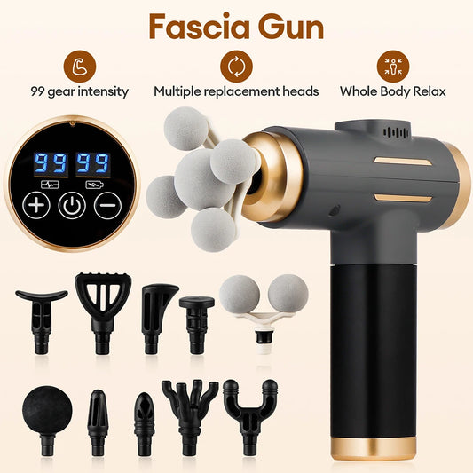 11-IN-1 Electric Massage Gun 99 Level Powerful Fascia Gun