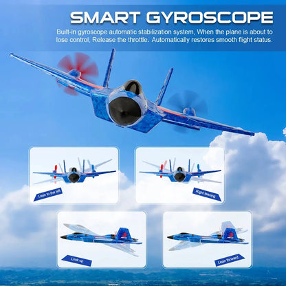 Smartlyo remote control SU-27 airplane flying outdoors, detailed model with vibrant colors and realistic design.