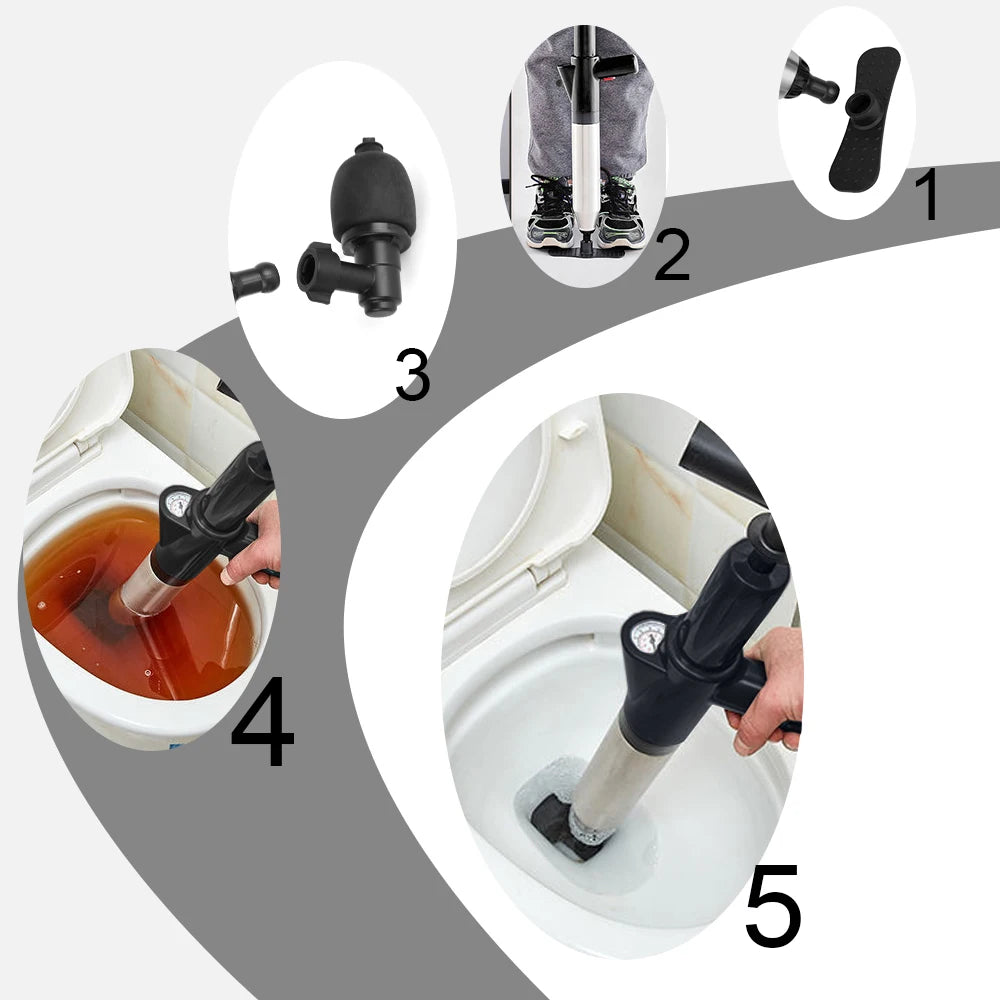 High pressure drain plunger dredge for clog removal showing a sturdy rubber cup and handle for bathroom or kitchen use