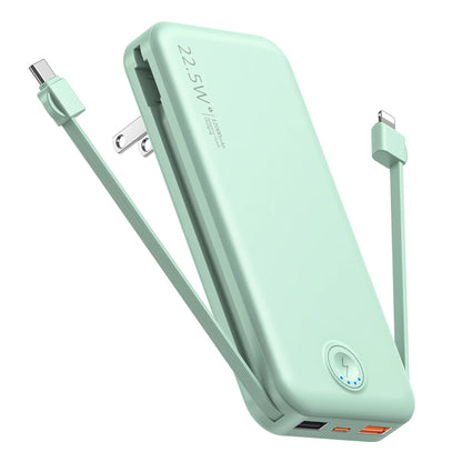 Smartlyo portable charger with built-in cables, compact design and multiple charging ports for on-the-go device power.