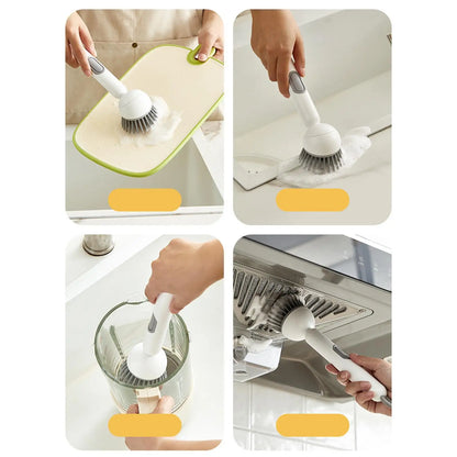 Smartlyo multifunctional kitchen cleaning brush with ergonomic handle and scrubber for dishes and surfaces.